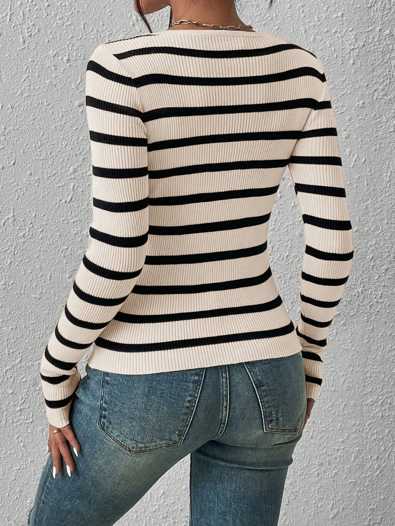 Striped Round Neck Sweaters