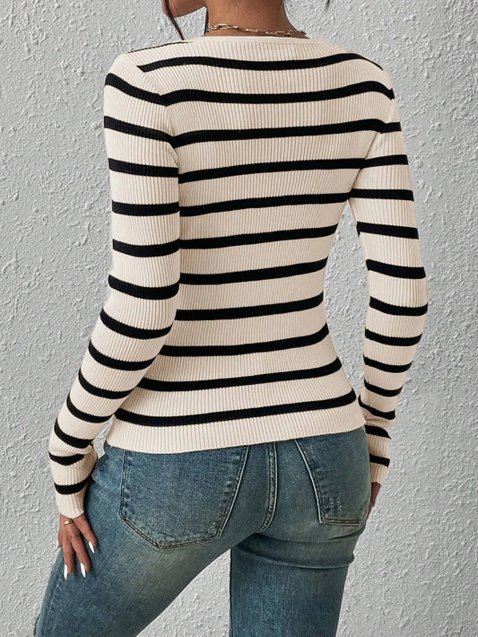 Striped Round Neck Sweaters