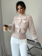 Casual Pullover Bow Detail Sweater