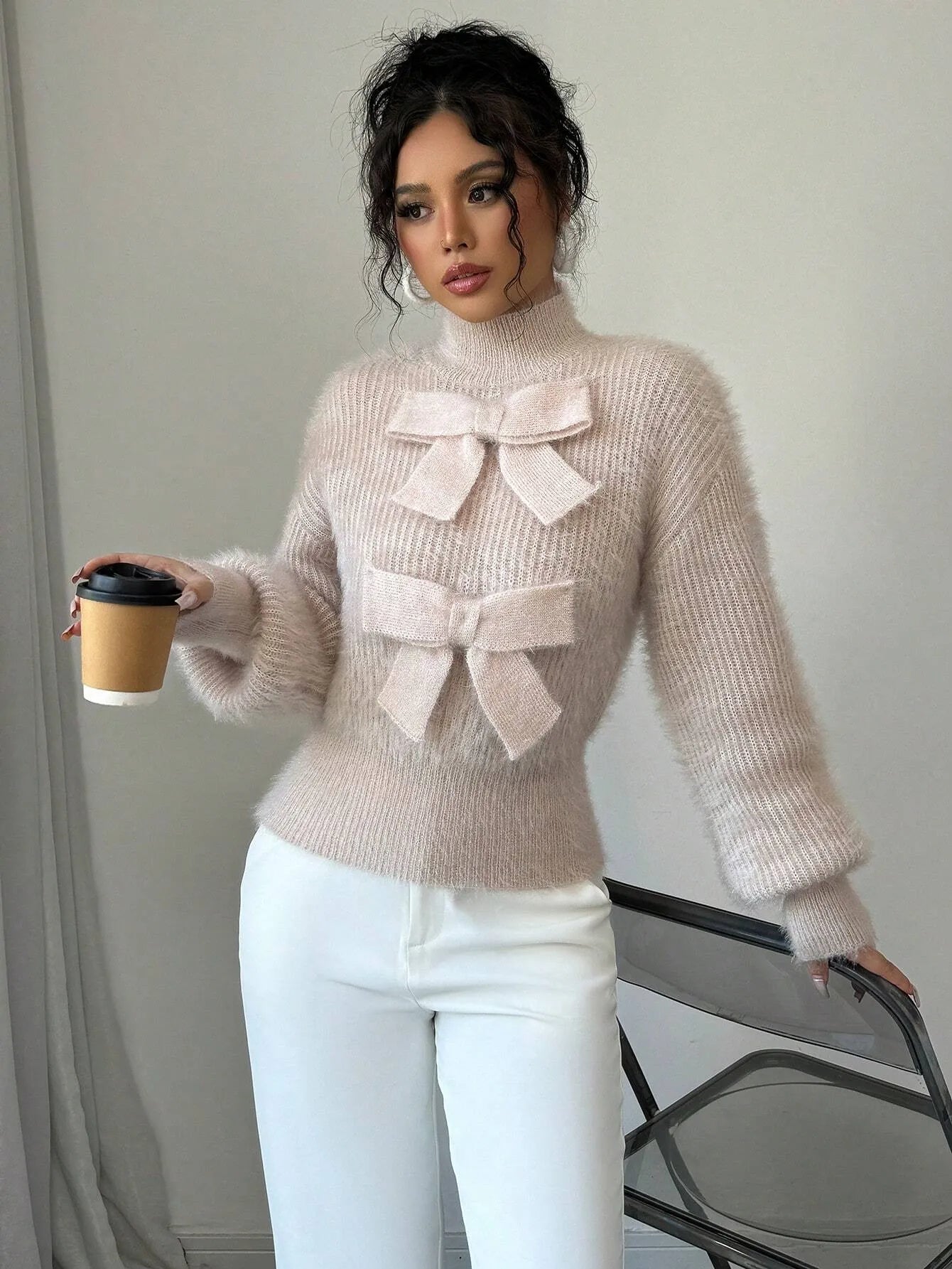 Casual Pullover Bow Detail Sweater