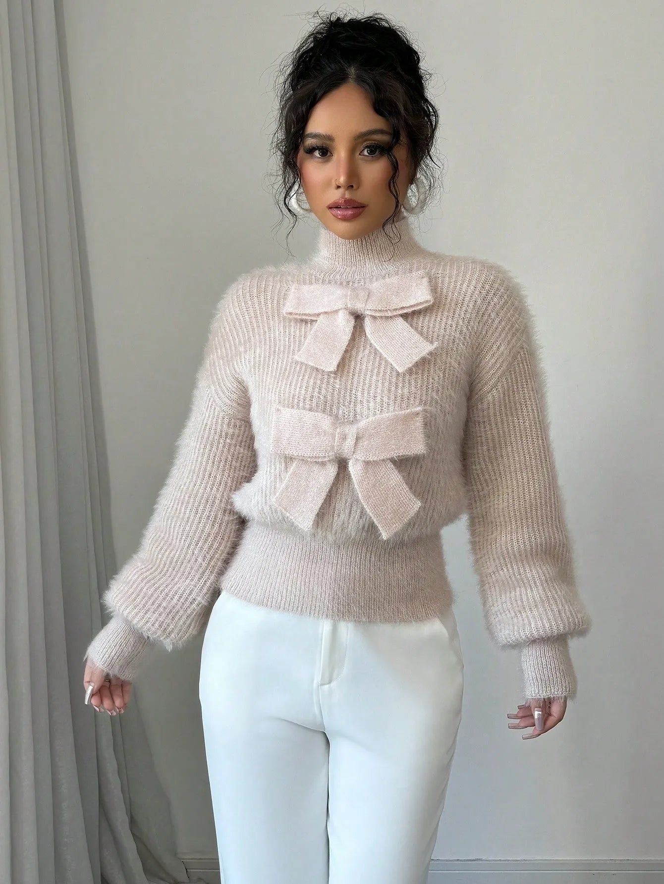 Casual Pullover Bow Detail Sweater