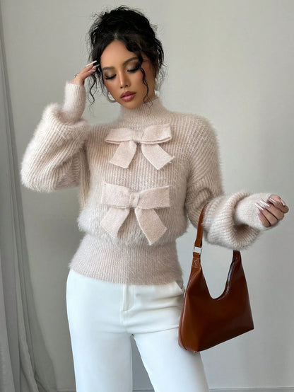 Casual Pullover Bow Detail Sweater