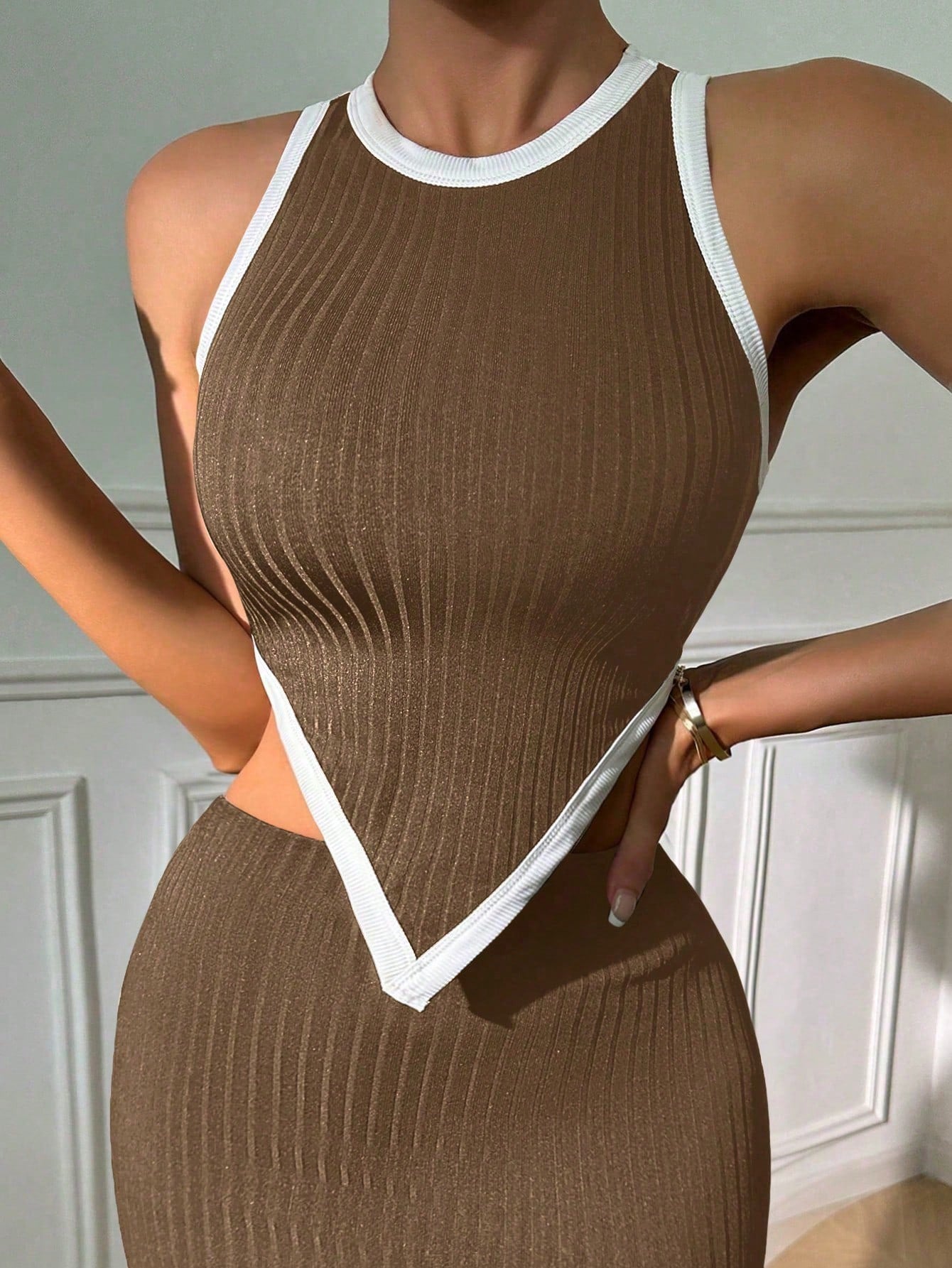 Asymmetrical Hem Tank Top & Skirt Top