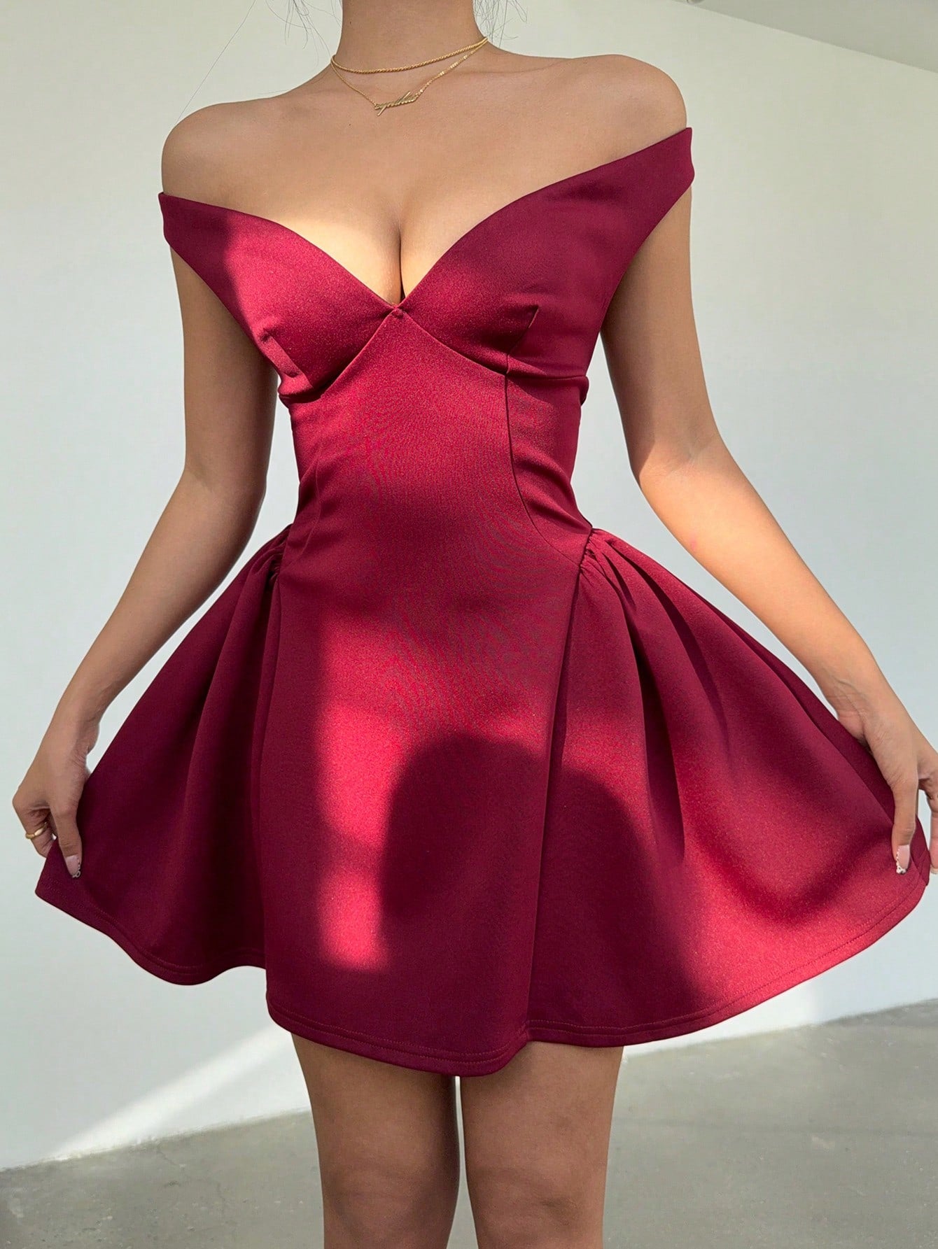 A-Line Off Shoulder Mini Dress