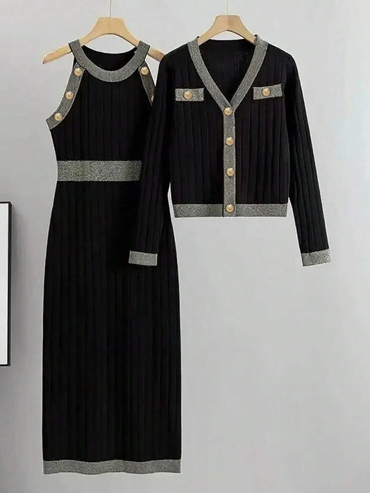 Long Sleeve Dress and Blazer  Set