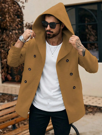 Hooded Wool Blend Coat