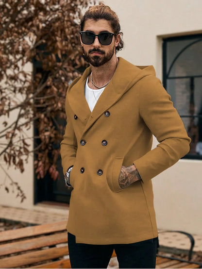 Hooded Wool Blend Coat