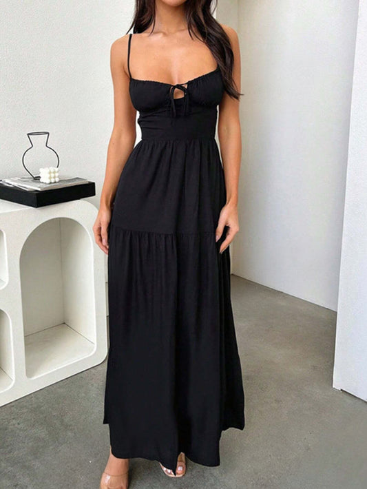Spaghetti Strap Backless A-Line Beach Dress