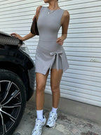 College Backless Tie-Waist Yoga Dress