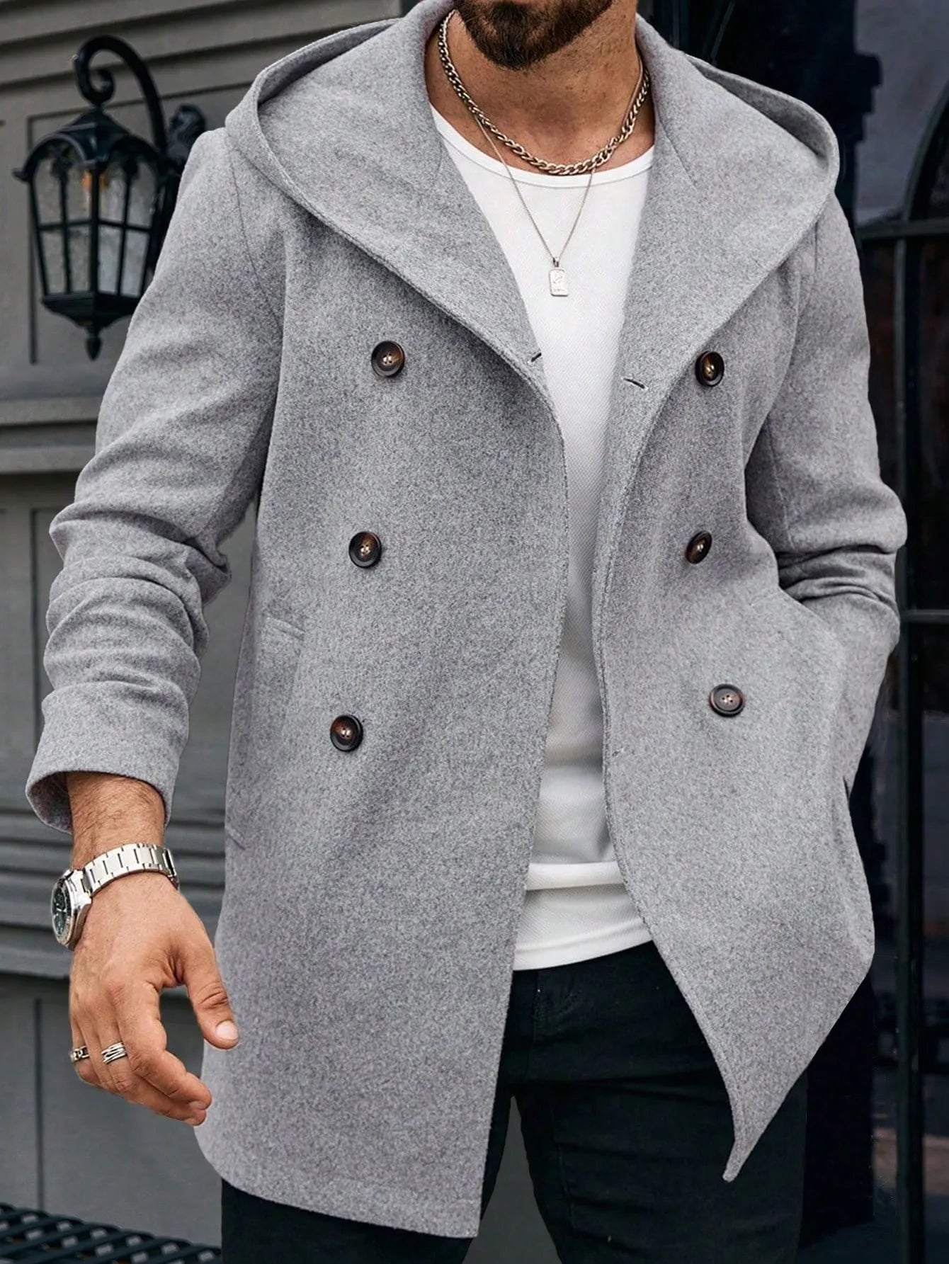 Hooded Wool Blend  Coat