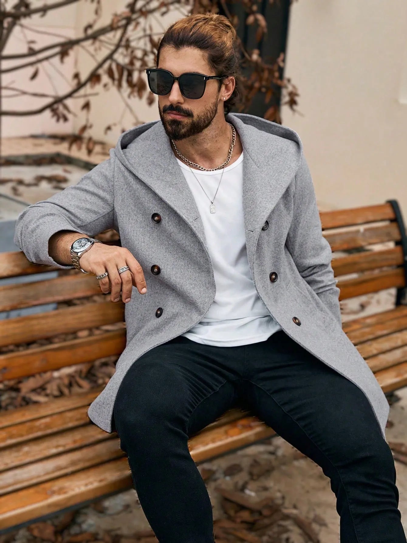 Hooded Wool Blend  Coat