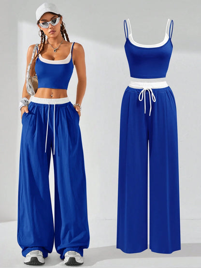 Casual Knit Tank Tops & Sweatpants Sets