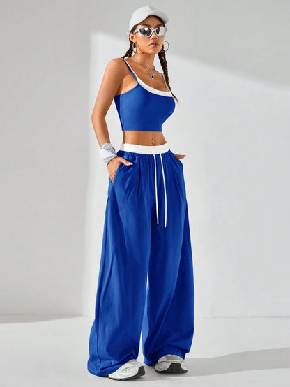 Casual Knit Tank Tops & Sweatpants Sets