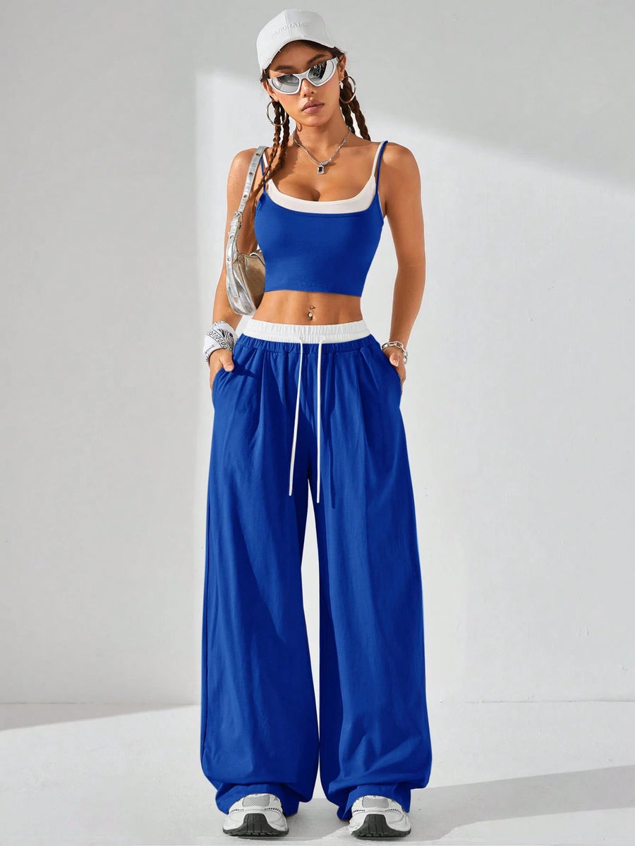 Casual Knit Tank Tops & Sweatpants Sets
