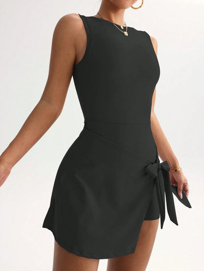 College Backless Tie-Waist Yoga Dress