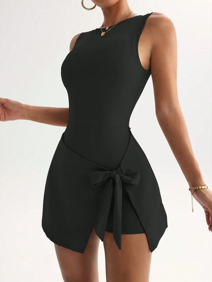 College Backless Tie-Waist Yoga Dress