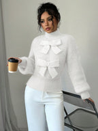 Casual Pullover Bow Detail Sweater