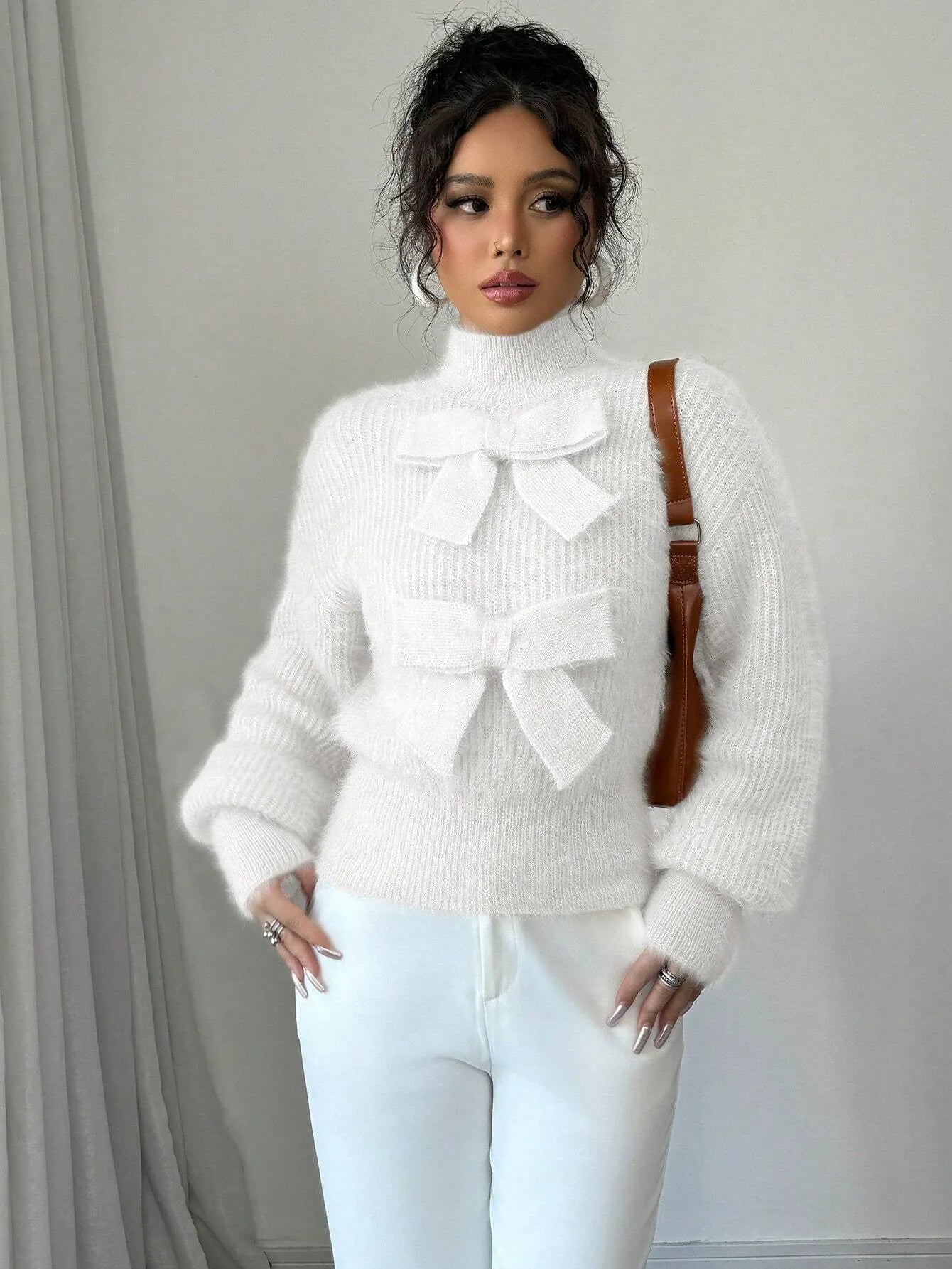 Casual Pullover Bow Detail Sweater