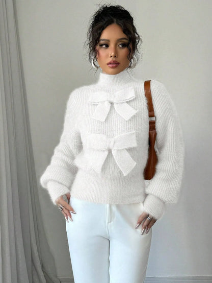 Casual Pullover Bow Detail Sweater
