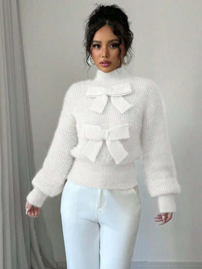 Casual Pullover Bow Detail Sweater