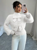 Casual Pullover Bow Detail Sweater