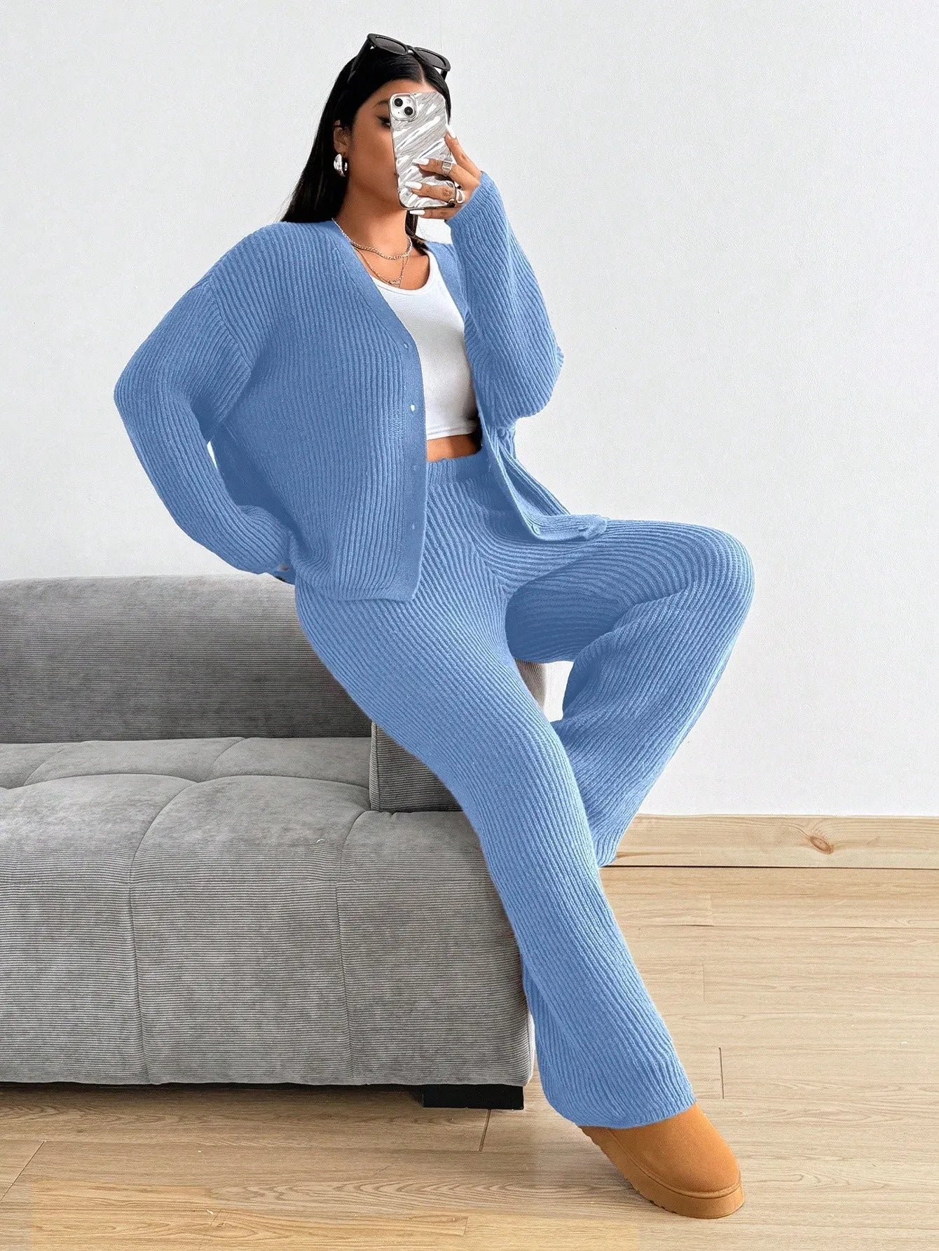 knitted casual sweater set