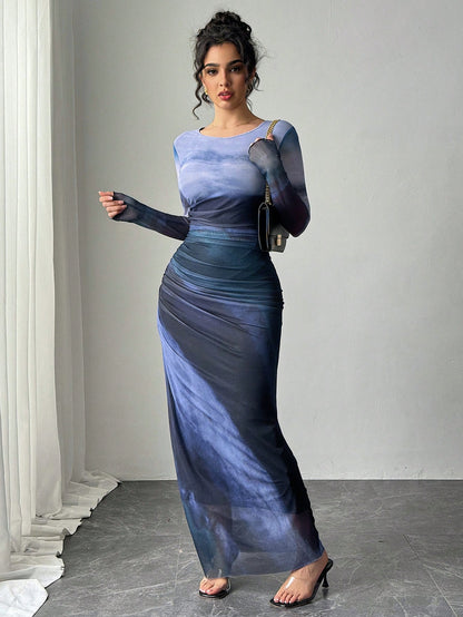 Tie-Dye Round Neck Dress