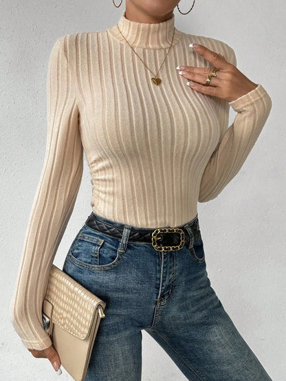 Knit Textured  Ribbed  Turtlenecks