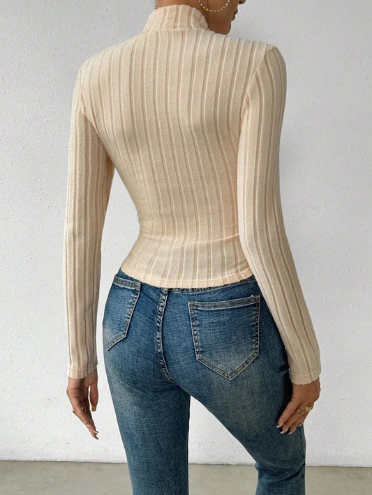 Knit Textured  Ribbed  Turtlenecks
