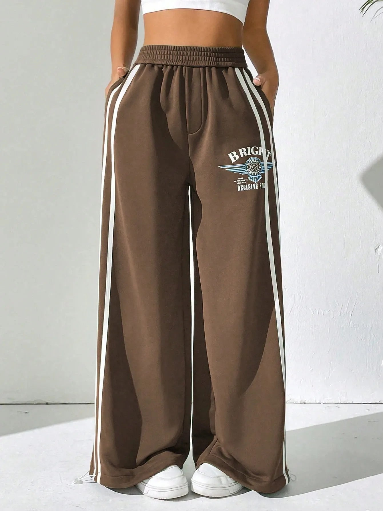 BRIGHT  Striped Wide Leg  Pants
