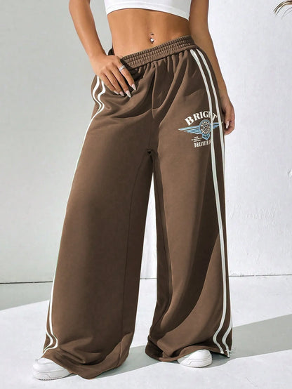 BRIGHT  Striped Wide Leg  Pants