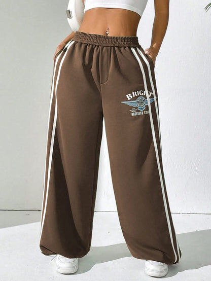 BRIGHT  Striped Wide Leg  Pants