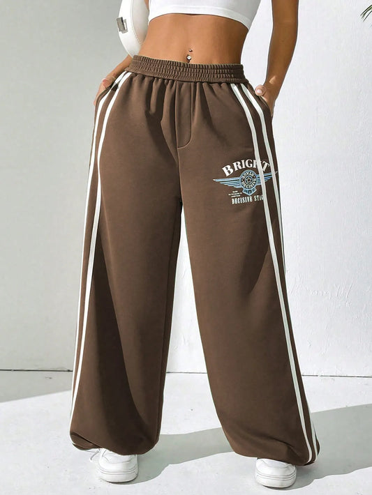 BRIGHT  Striped Wide Leg  Pants