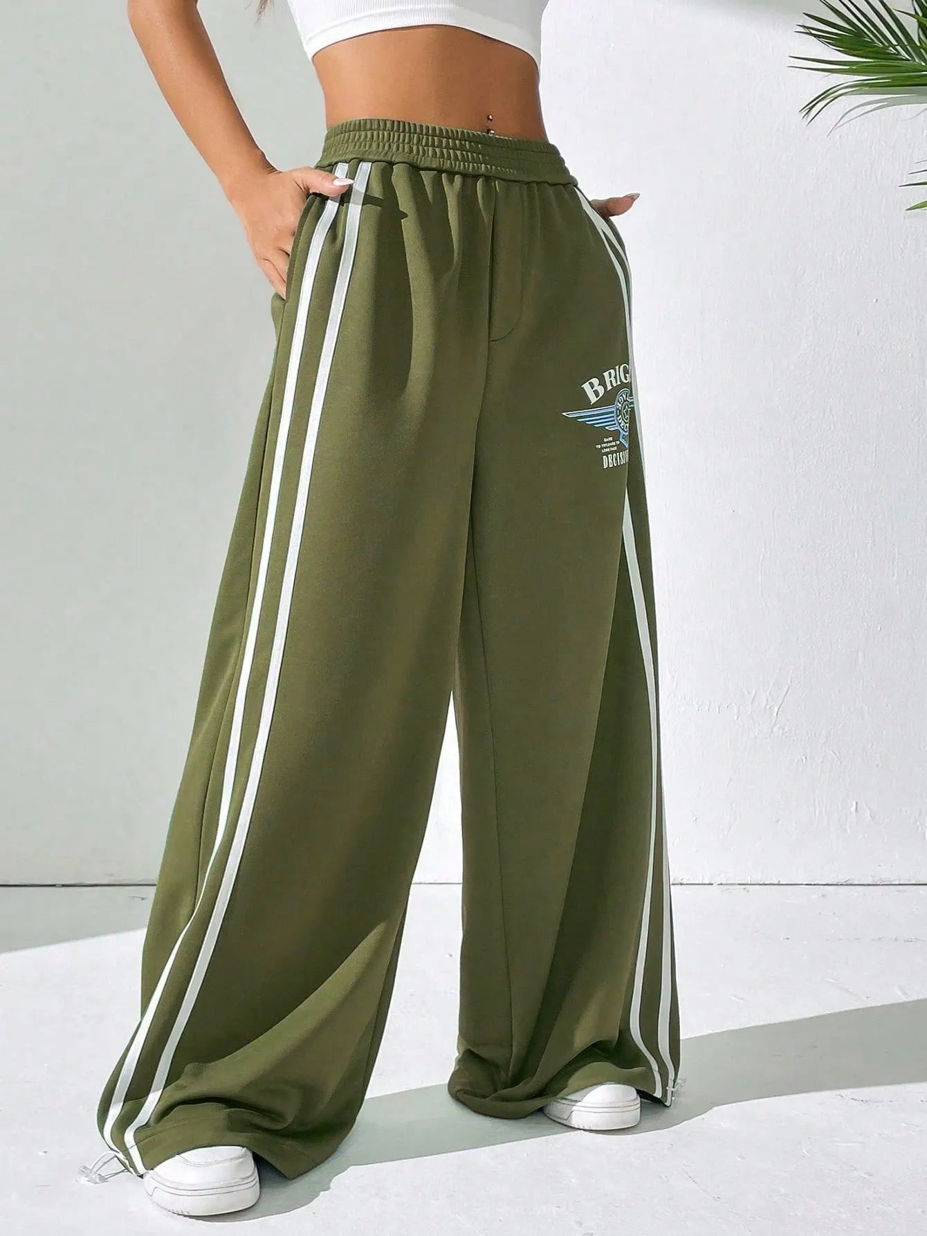 BRIGHT Striped Wide Leg Pant