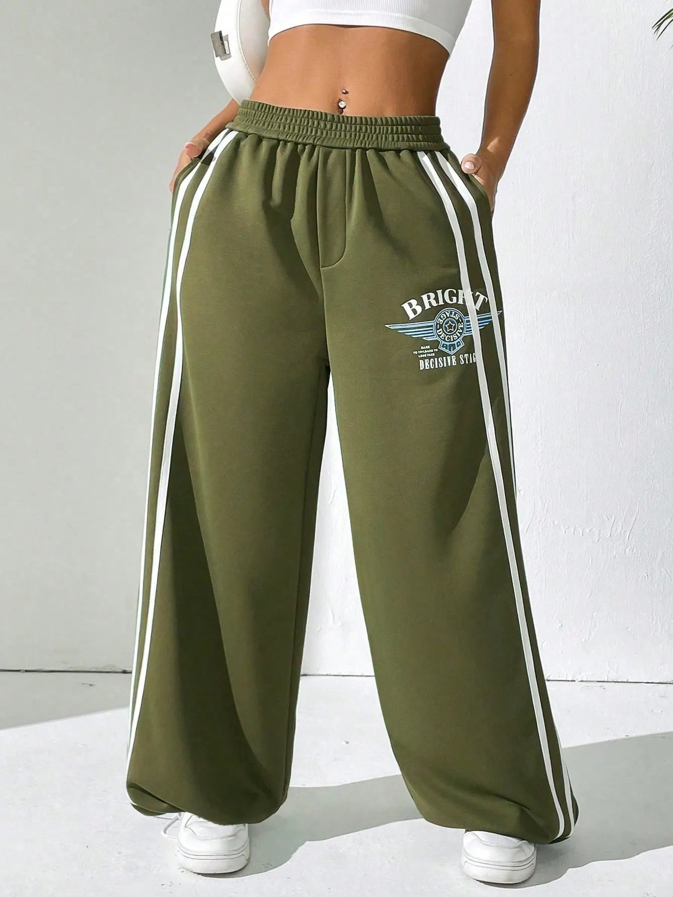 BRIGHT Striped Wide Leg Pant