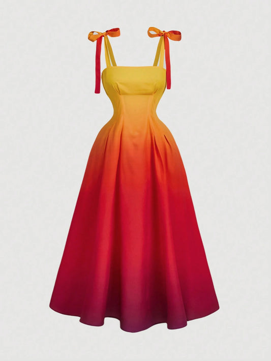 Sunset Tie Midi Sundress Dress