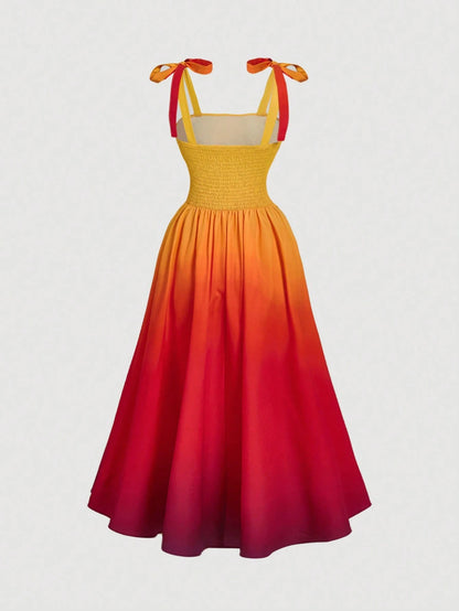 Sunset Tie Midi Sundress Dress
