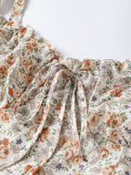 Front Tie Floral Short Dress