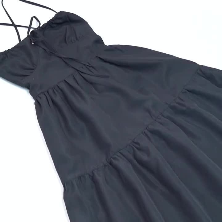 Spaghetti Strap Backless A-Line Beach Dress