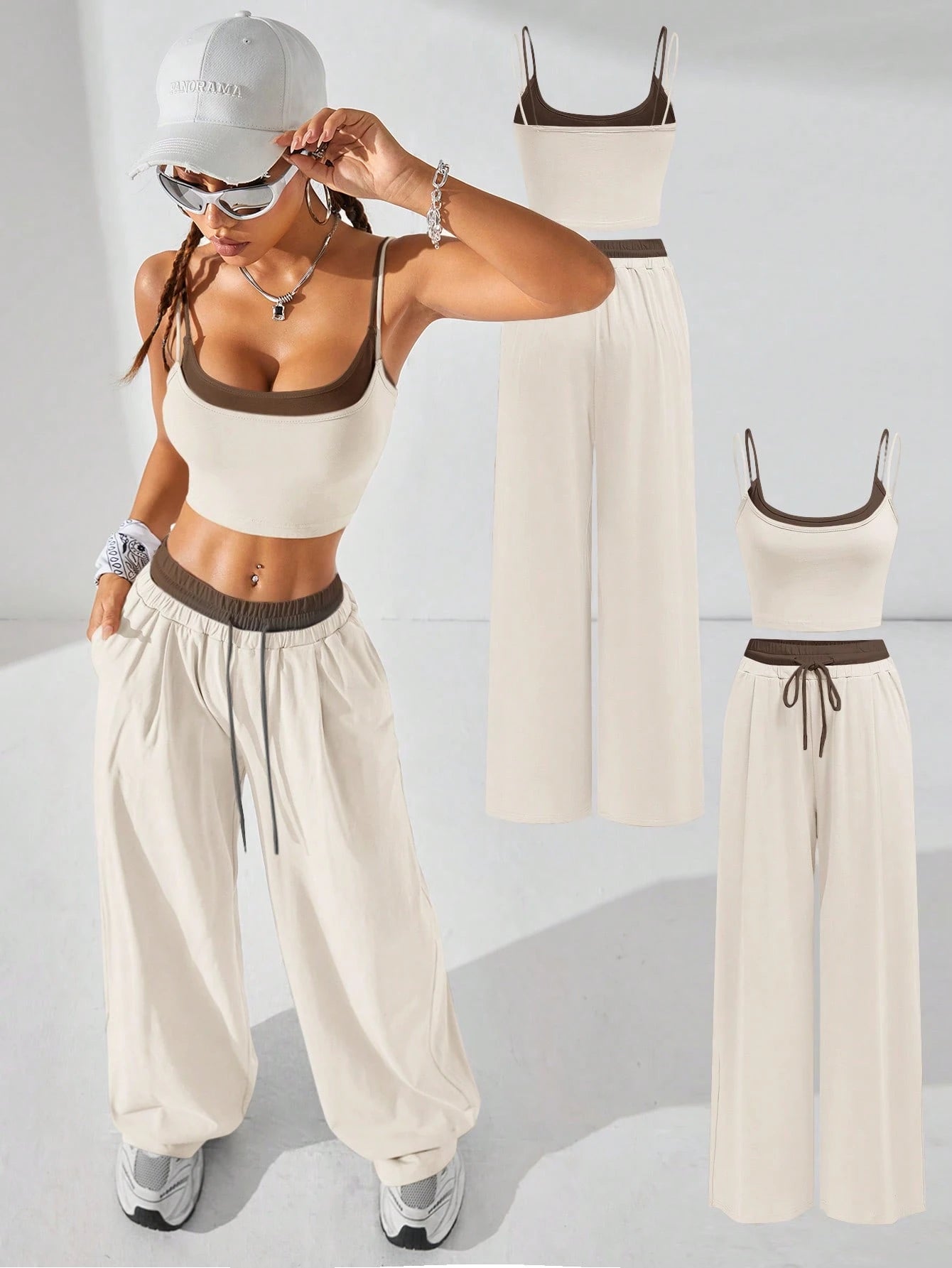 Casual Knit Tank Tops & Sweatpants Sets
