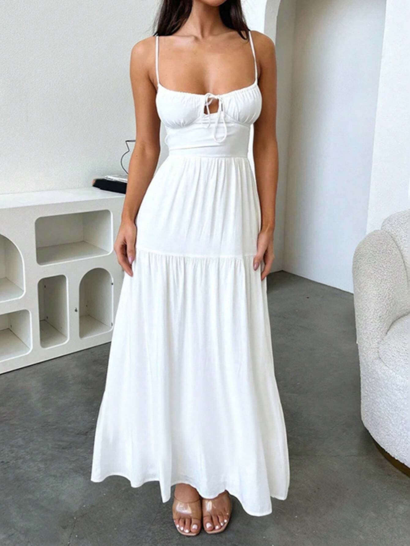 Spaghetti Strap Backless A-Line Beach Dress