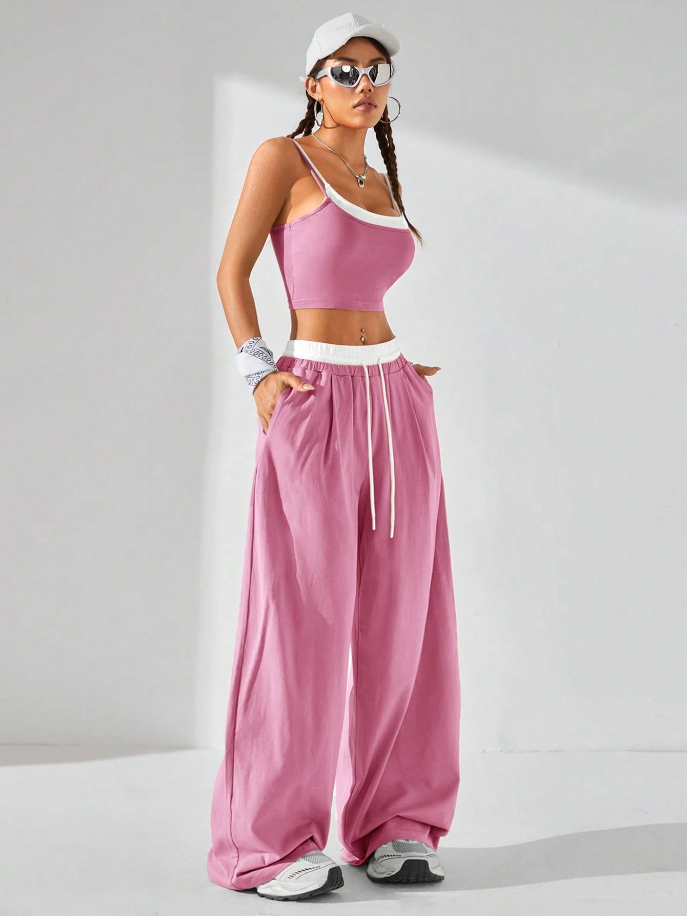 Casual Knit Tank Tops & Sweatpants Sets