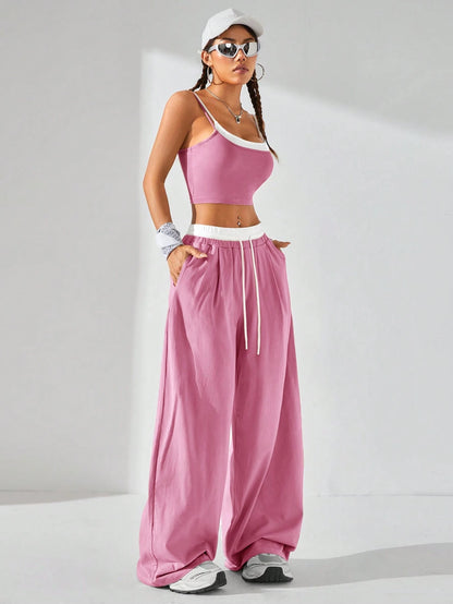 Casual Knit Tank Tops & Sweatpants Sets