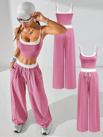 Casual Knit Tank Tops & Sweatpants Sets