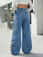 Patchwork Loose Fit Wide Leg Jeans