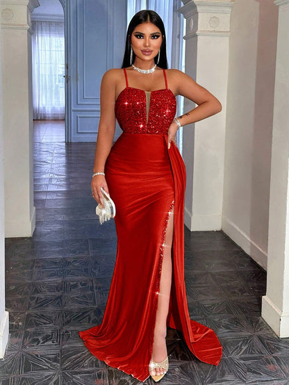 Elegant Spaghetti Strap Slim Fit Maxi Dress