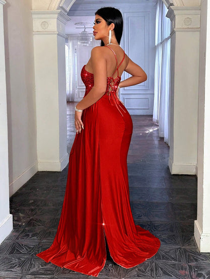 Elegant Spaghetti Strap Slim Fit Maxi Dress