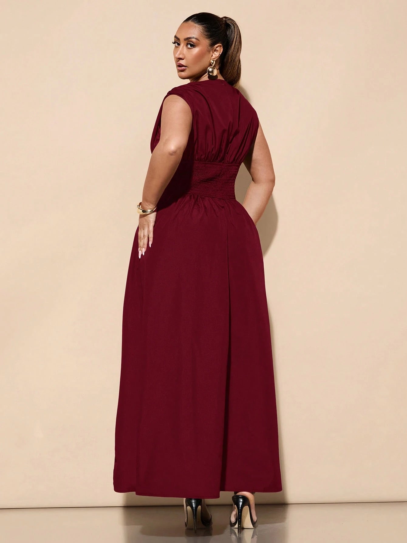 High Waist Empire Slit Dress