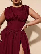 High Waist Empire Slit Dress