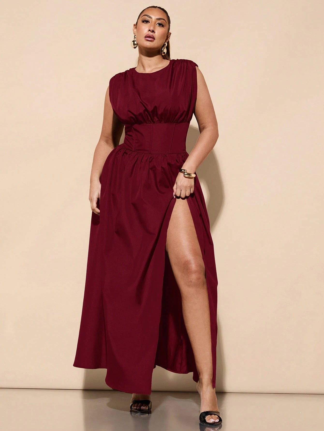 High Waist Empire Slit Dress